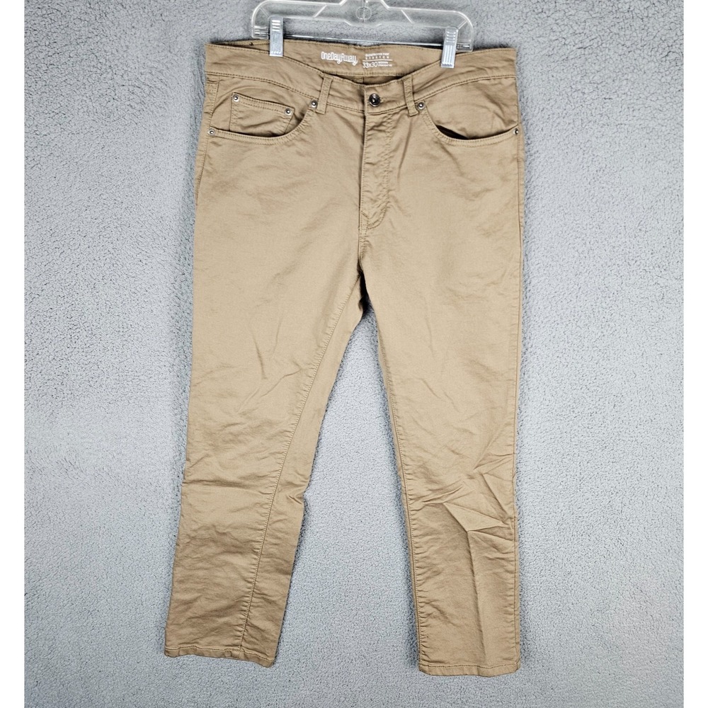One Day Away Globetrotter Pants‎ Mens 33x30 Beige Stretch Modern Straight Fit
